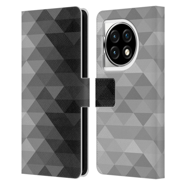 PLdesign Geometric Grayscale Triangle Leather Book Wallet Case Cover For OPPO OnePlus Ace 3 5G