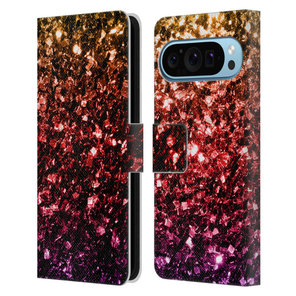 PLdesign Glitter Sparkles Rainbow Leather Book Wallet Case Cover For Google Pixel 9 / Pixel 9 Pro