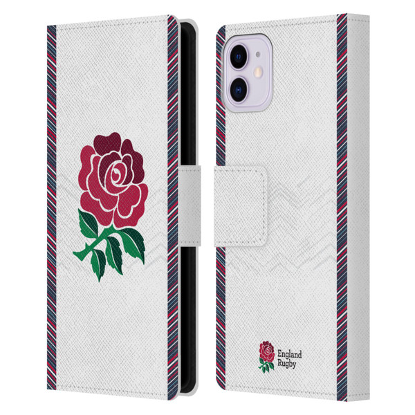 England Rugby Union 2024/25 Crest Kit Home Leather Book Wallet Case Cover For Apple iPhone 11