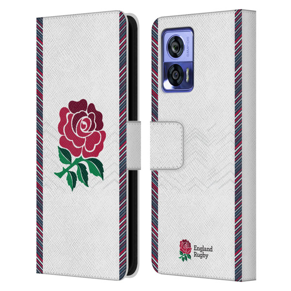England Rugby Union 2024/25 Crest Kit Home Leather Book Wallet Case Cover For Motorola Edge 30 Neo 5G