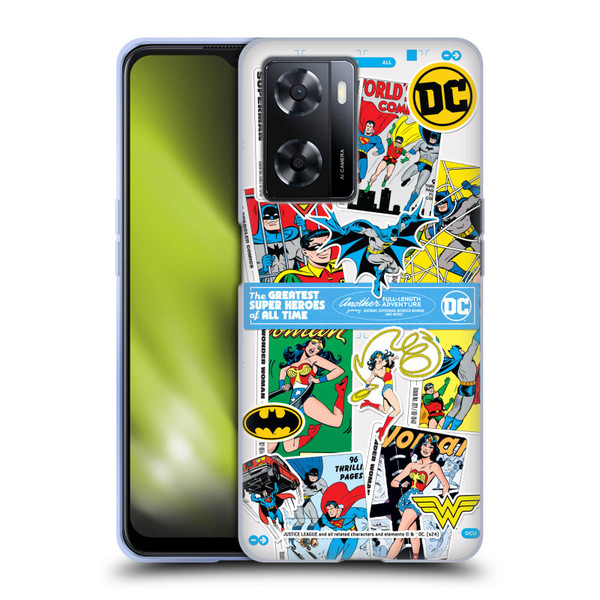 Justice League DC Comics 90th Anniversary Sticker Collage Soft Gel Case for OPPO A57s