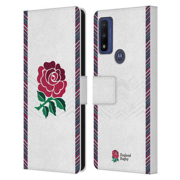 England Rugby Union 2024/25 Crest Kit Home Leather Book Wallet Case Cover For Motorola G Pure