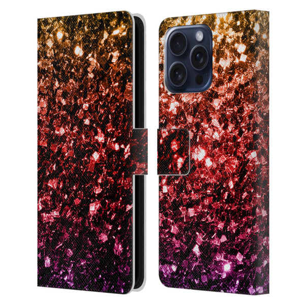 PLdesign Glitter Sparkles Rainbow Leather Book Wallet Case Cover For Apple iPhone 16 Pro Max