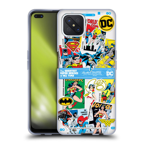 Justice League DC Comics 90th Anniversary Sticker Collage Soft Gel Case for OPPO Reno4 Z 5G
