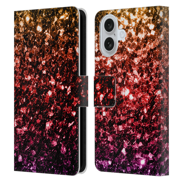 PLdesign Glitter Sparkles Rainbow Leather Book Wallet Case Cover For Apple iPhone 16