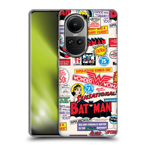 Justice League DC Comics 90th Anniversary Logo Pattern Soft Gel Case for OPPO Reno10 5G / Reno10 Pro 5G
