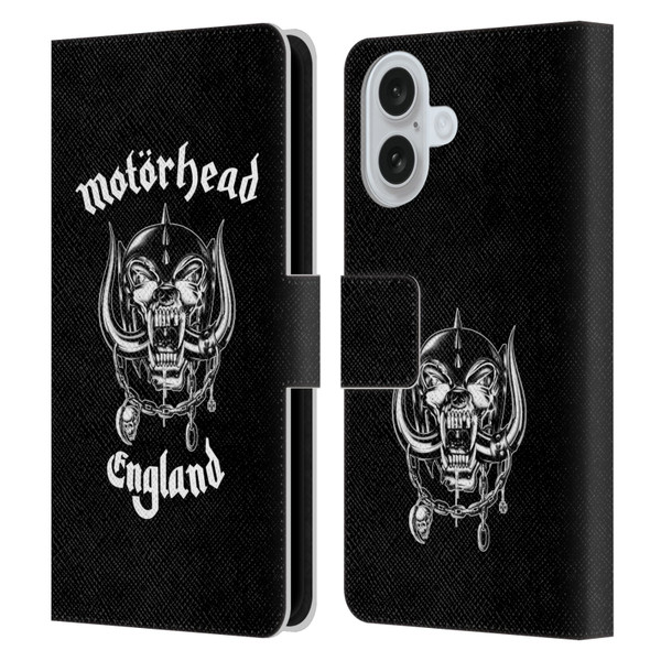 Motorhead Graphics England Leather Book Wallet Case Cover For Apple iPhone 16