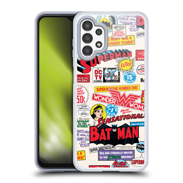 Justice League DC Comics 90th Anniversary Logo Pattern Soft Gel Case for Samsung Galaxy A13 (2022)