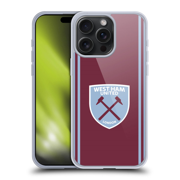 West Ham United FC 2024/25 Crest Kit Home Soft Gel Case for Apple iPhone 15 Pro Max