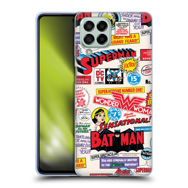 Justice League DC Comics 90th Anniversary Logo Pattern Soft Gel Case for Samsung Galaxy M53 (2022)