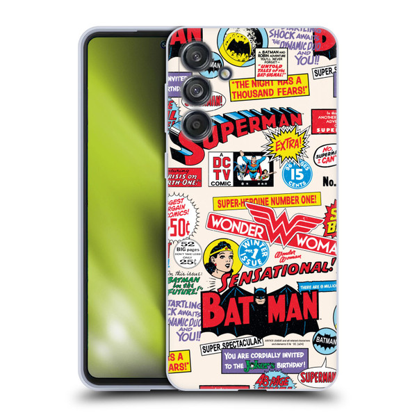 Justice League DC Comics 90th Anniversary Logo Pattern Soft Gel Case for Samsung Galaxy M55 5G