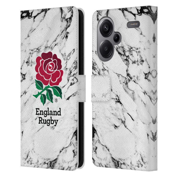 England Rugby Union Marble White Leather Book Wallet Case Cover For Xiaomi Redmi Note 13 Pro Plus 5G