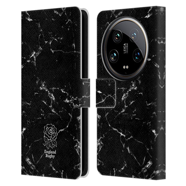 England Rugby Union Marble Black Leather Book Wallet Case Cover For Xiaomi 14 Ultra