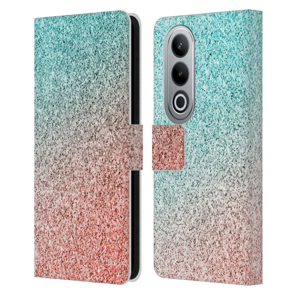 PLdesign Sparkly Coral Coral Pink Viridian Green Leather Book Wallet Case Cover For OPPO OnePlus Ace 3V 5G