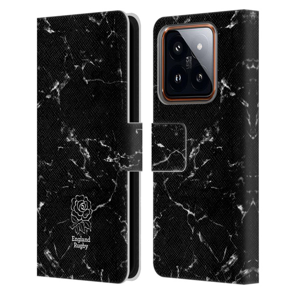 England Rugby Union Marble Black Leather Book Wallet Case Cover For Xiaomi 14