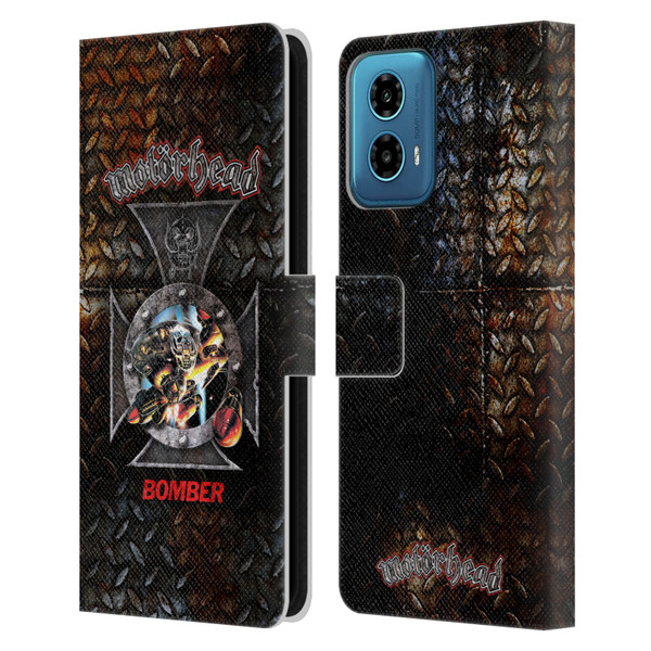 Motorhead Key Art Bomber Cross Leather Book Wallet Case Cover For Motorola Moto G34 5G