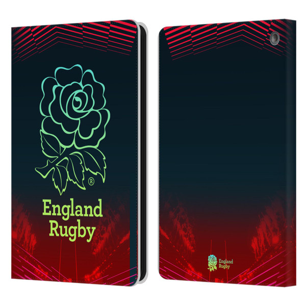 England Rugby Union This Rose Means Everything Logo in Red Leather Book Wallet Case Cover For Amazon Fire HD 8/Fire HD 8 Plus 2020