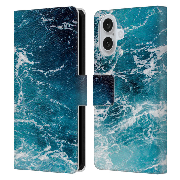 PLdesign Water Sea Leather Book Wallet Case Cover For Apple iPhone 16