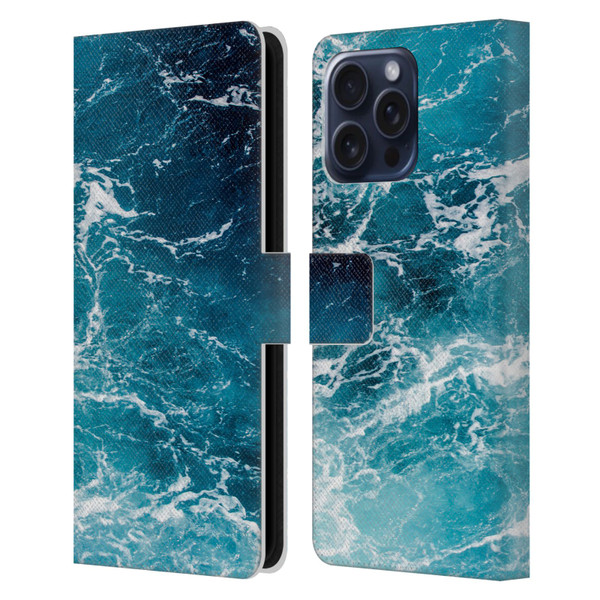 PLdesign Water Sea Leather Book Wallet Case Cover For Apple iPhone 16 Pro Max