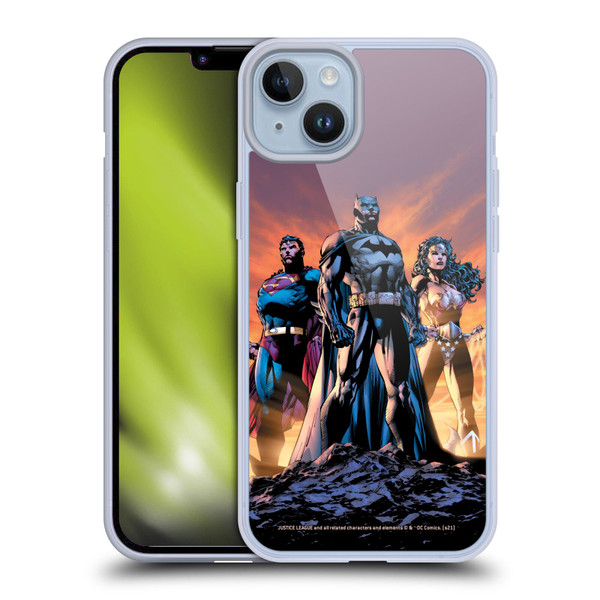 Justice League DC Comics Comic Book Covers Icons Trinity Soft Gel Case for Apple iPhone 14 Plus