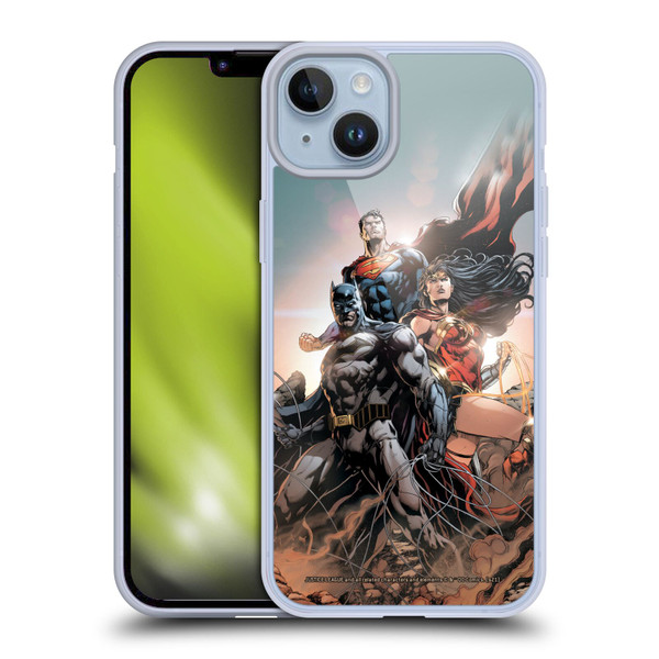 Justice League DC Comics Comic Book Covers Rebirth Trinity #1 Soft Gel Case for Apple iPhone 14 Plus