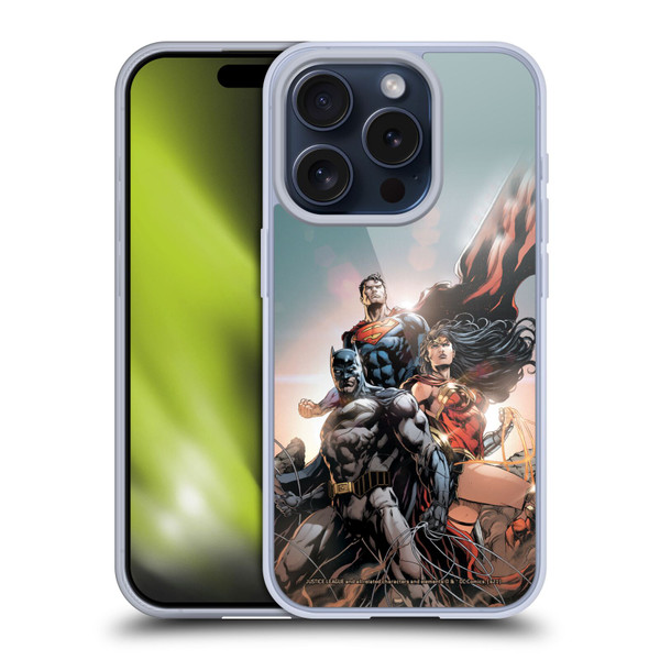 Justice League DC Comics Comic Book Covers Rebirth Trinity #1 Soft Gel Case for Apple iPhone 15 Pro