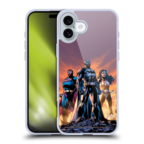Justice League DC Comics Comic Book Covers Icons Trinity Soft Gel Case for Apple iPhone 16 Plus