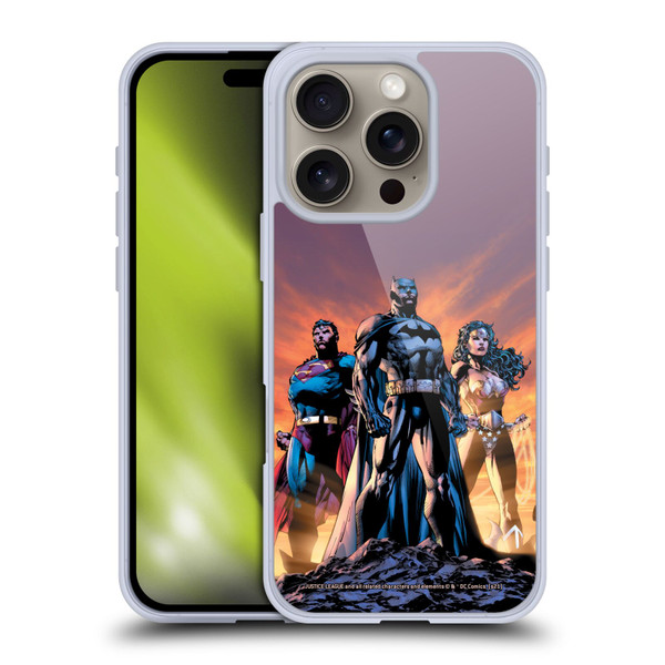 Justice League DC Comics Comic Book Covers Icons Trinity Soft Gel Case for Apple iPhone 16 Pro