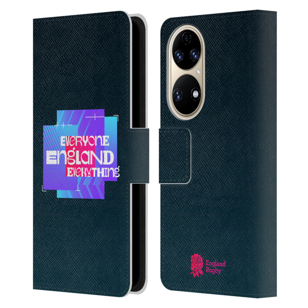 England Rugby Union This Rose Means Everything Logo in Black Leather Book Wallet Case Cover For Huawei P50