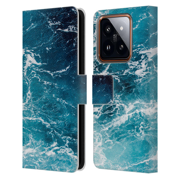 PLdesign Water Sea Leather Book Wallet Case Cover For Xiaomi 14
