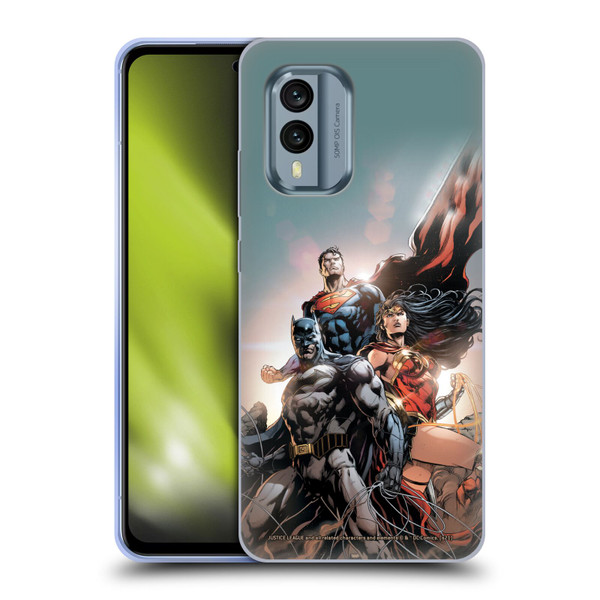 Justice League DC Comics Comic Book Covers Rebirth Trinity #1 Soft Gel Case for Nokia X30