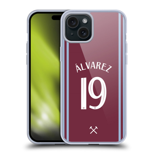 West Ham United FC 2024/25 Players Home Kit Edson Álvarez Soft Gel Case for Apple iPhone 15 Plus