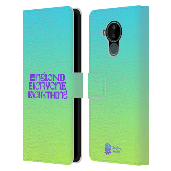 England Rugby Union This Rose Means Everything Slogan in Cyan Leather Book Wallet Case Cover For Nokia C30