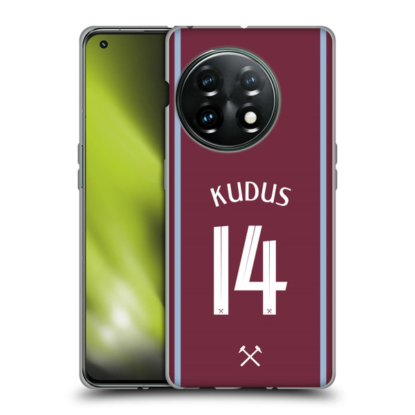 West Ham United FC 2024/25 Players Home Kit Mohammed Kudus Soft Gel Case for OnePlus 11 5G