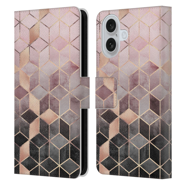 Elisabeth Fredriksson Cubes Collection Pink And Grey Gradient Leather Book Wallet Case Cover For Apple iPhone 16