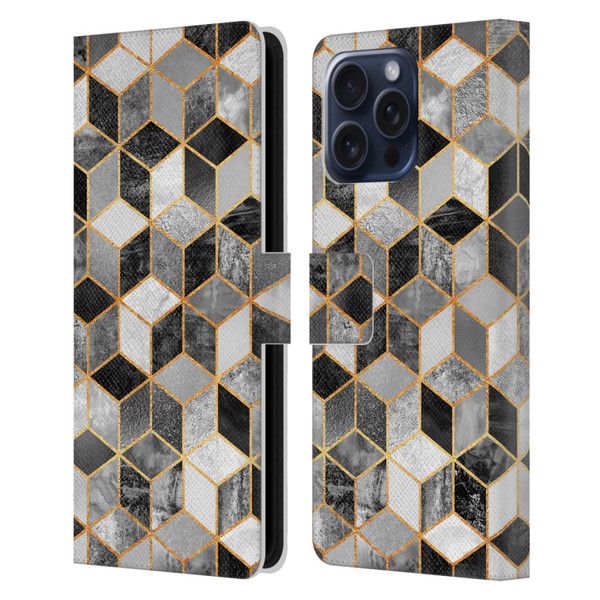 Elisabeth Fredriksson Cubes Collection Black And White Leather Book Wallet Case Cover For Apple iPhone 16 Pro Max