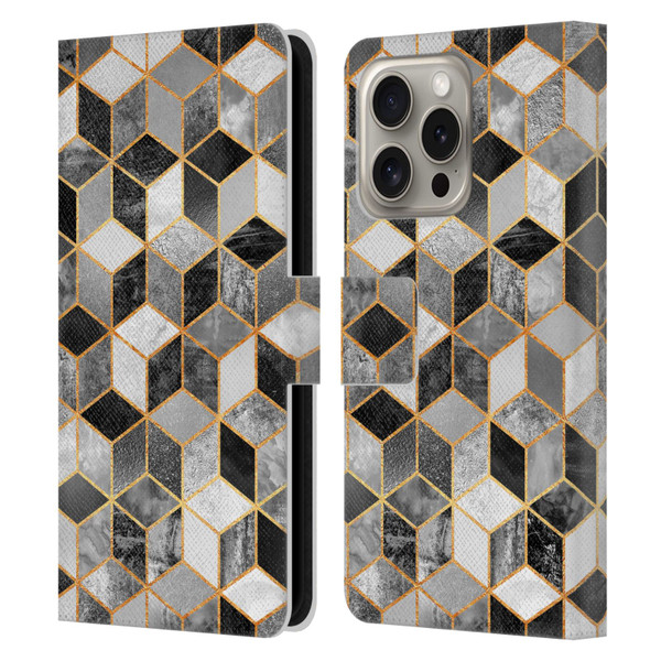 Elisabeth Fredriksson Cubes Collection Black And White Leather Book Wallet Case Cover For Apple iPhone 16 Pro