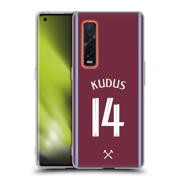 West Ham United FC 2024/25 Players Home Kit Mohammed Kudus Soft Gel Case for OPPO Find X2 Pro 5G