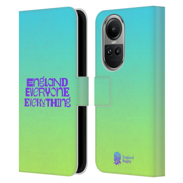 England Rugby Union This Rose Means Everything Slogan in Cyan Leather Book Wallet Case Cover For OPPO Reno10 5G / Reno10 Pro 5G
