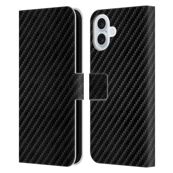 Alyn Spiller Carbon Fiber Plain Leather Book Wallet Case Cover For Apple iPhone 16 Plus