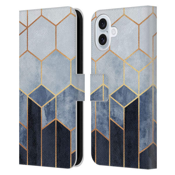 Elisabeth Fredriksson Sparkles Soft Blue Hexagons Leather Book Wallet Case Cover For Apple iPhone 16 Plus