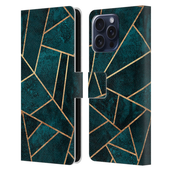 Elisabeth Fredriksson Sparkles Deep Teal Stone Leather Book Wallet Case Cover For Apple iPhone 16 Pro Max