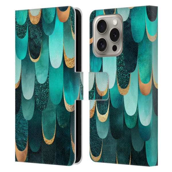 Elisabeth Fredriksson Sparkles Turquoise Leather Book Wallet Case Cover For Apple iPhone 16 Pro