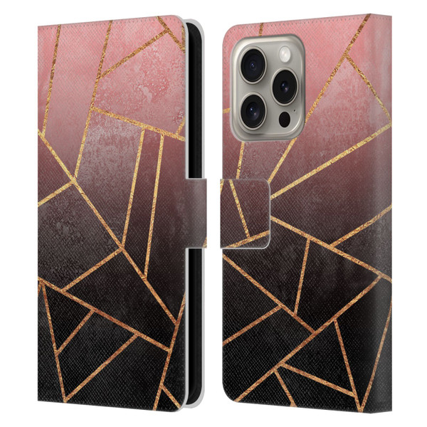 Elisabeth Fredriksson Sparkles Pink And Black Leather Book Wallet Case Cover For Apple iPhone 16 Pro