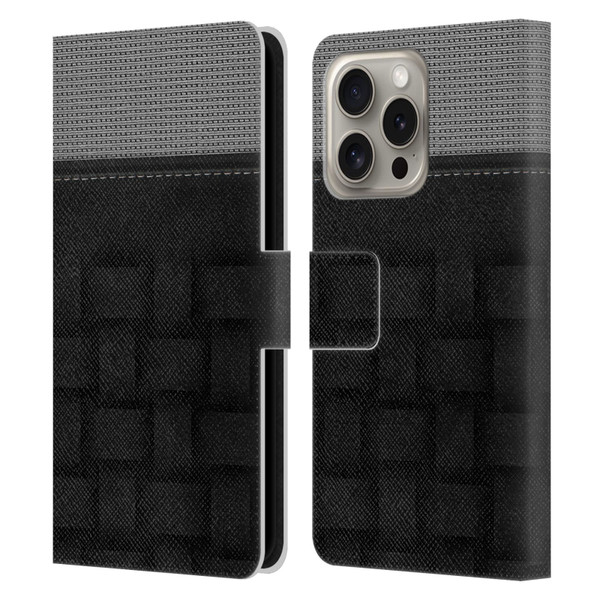 Alyn Spiller Luxury Charcoal Leather Book Wallet Case Cover For Apple iPhone 16 Pro