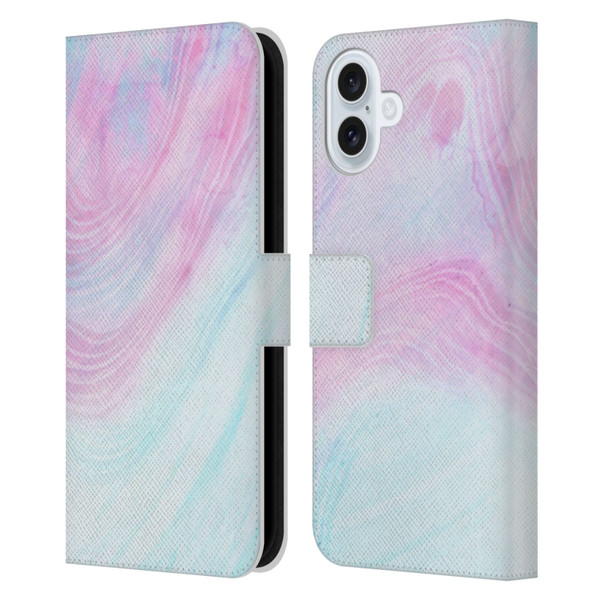 Alyn Spiller Marble Pastel Leather Book Wallet Case Cover For Apple iPhone 16 Plus