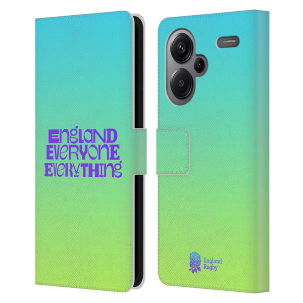 England Rugby Union This Rose Means Everything Slogan in Cyan Leather Book Wallet Case Cover For Xiaomi Redmi Note 13 Pro Plus 5G