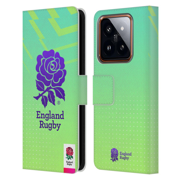 England Rugby Union This Rose Means Everything Logo in Neon Green Leather Book Wallet Case Cover For Xiaomi 14