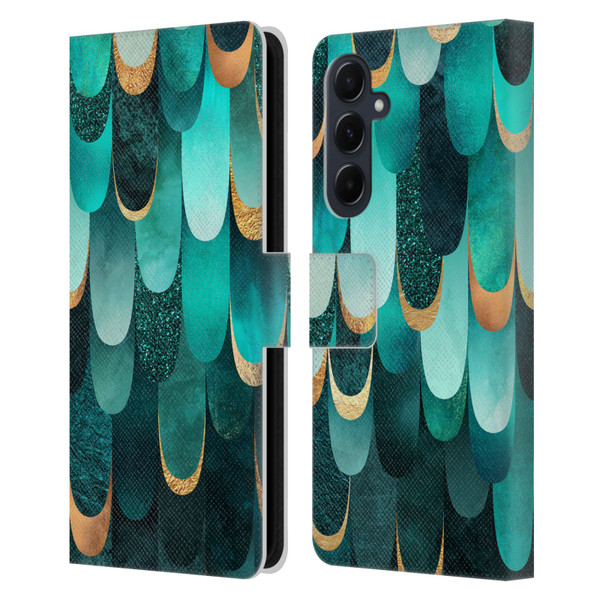 Elisabeth Fredriksson Sparkles Turquoise Leather Book Wallet Case Cover For Samsung Galaxy A55 5G
