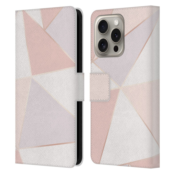 Alyn Spiller Rose Gold Geometry Leather Book Wallet Case Cover For Apple iPhone 16 Pro